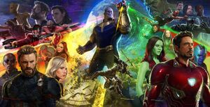 Thanos alongside other Infinity War characters on the SDCC poster.