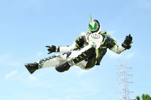 Necrom doing a Rider Kick.