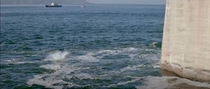 Zorin's death as he impacts the water
