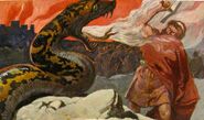Thor and the Midgard Serpent Emil Doepler painting.