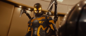 Cross dons the Yellowjacket suit for the first time.