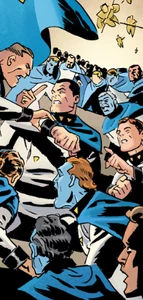 Alpha One people assault him after he suggested to commit genocide on a part of his population.