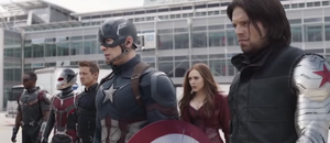 Bucky with his best friend, Steve and his team, confronting with Iron Man and his faction