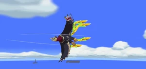 The Helmaroc King flying over Outset Island.