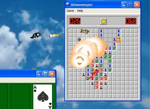 The Dark Lord runs away from the explosion.