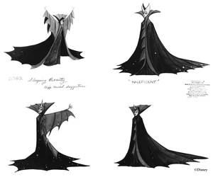 An early concept art of Maleficent in her alternate appearances with one looking too similar to Queen Grimhilde.