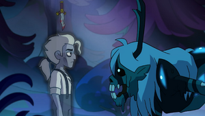 Belos seeing a vision/hallucination/ghost of his brother Caleb.