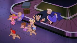 Claudia and Klaus trying to stop the Chipmunks and Chipettes from escaping.