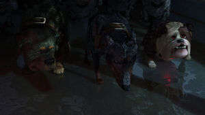 Alpha, Beta, and Gamma informing Muntz of Dug's betrayal.