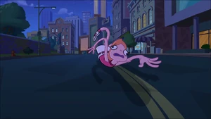 Beatrice crawls down the streets.