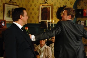 Matthew attempts to continue with his wedding despite Carl's intervention.