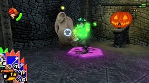 Ooogie Boogie vs. Sora in Kingdom Hearts Re:Chain of Memories.