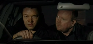 Phil Mitchell confronts Dalton's henchman, George Peters, for trying to kill Kate.