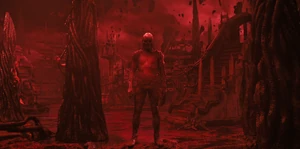 Vecna looks on as Max escapes his hold.