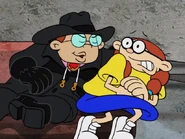 Jimmy trying to kiss Lizzie.