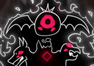 Paimon in his shape of an ocular eye with wings.