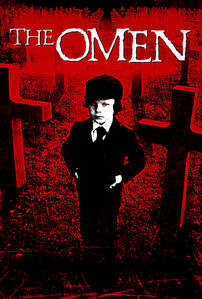 Damien on a poster of The Omen.