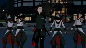 Adam Taurus with White Fang troops at Haven Academy.