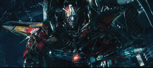 Sentinel Prime in stasis lock (the Cybertronian equivalent to human coma) inside the Ark.