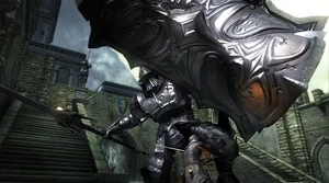 The Tower Knight battling the player.
