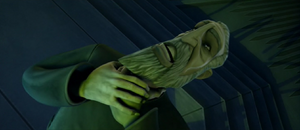 Dooku being choked by his master.