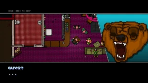 Mark showing concern when his friends become unresponsive after putting the rooster masks on.