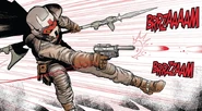Ochi holding his blaster pistol and pike.