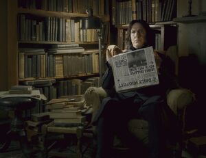 Severus Snape reading the Daily Prophet