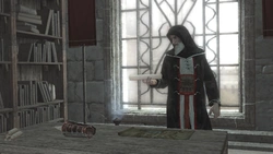 Al Mualim holding the list of Templars