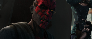 Maul taunted Kenobi to give in to the dark side, all the while holding Satine in a Force grip.