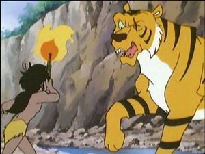 Shere Khan confronting Mowgli