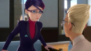 Nathalie assuring Gabriel that she had to use the Peacock Miraculous to save him.