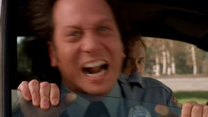 Sisk watching Mange bark at some punks