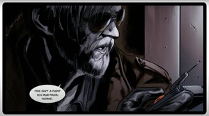 Stansfield blows up Rorke's Five Knights Ship with a Detonator.