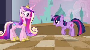 Chrysalis and Twilight meet for the very first time, but Chrysails is disguised as Cadance as Twilight tries to do their childhood dance, but doesn't know that's Chrysalis yet.