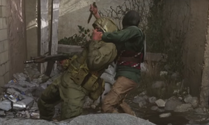 A Russian soldier getting killed by Farah in Embedded (2)
