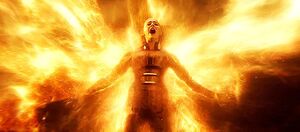 Jean using the Phoenix Force for the first time in X-Men: Apocalypse.