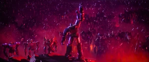 Megatron rallies the newly formed Decepticons.