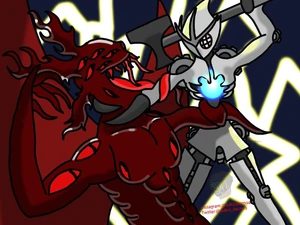Flesh and metal.jpg (65 KB) Yaldabaoth battling Mekhane.