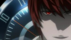 Light waiting as the Death Note take's effects upon his targets.