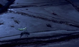 "My bugs! My bugs!!!" Oogie's main bug trying to escape....