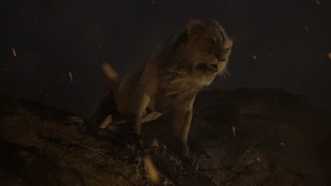 Scar finding himself trapped on top of Pride Rock