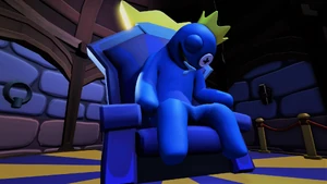 Blue, asleep on his throne at the end of Chapter 2.