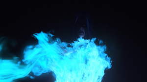 The Emperor performing Sith alchemy in the portal.