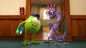 "Name's Randy Boggs. Scaring Major." Randall introducing himself to Mike as Randy Boggs.