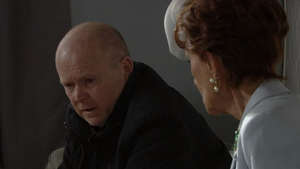 Phil Mitchell having a heart-to-heart with Nick's beloved mother Dot Cotton.