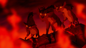 Shenzi, Banzai, and Ed overhearing Scar blaming them.