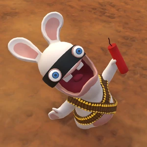 Bert holding a stick of dynamite in Rabbids Hollywood