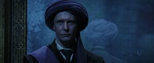 Quirrell revealing his true colours, as his innocence and nervousness were all an act and he was responsible for all the bad things that happened in Hogwarts through out Harry's first year, not Snape.