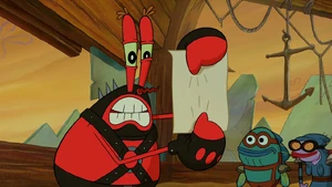Mr. Krabs shocked to see the fake formula.